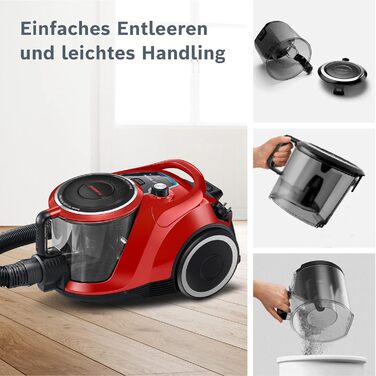 Безмішковий пилосос Bosch серії 6 BGC41PET, пилосос, ідеально підходить для прибирання шерсті домашніх тварин та алергіків, гігієн