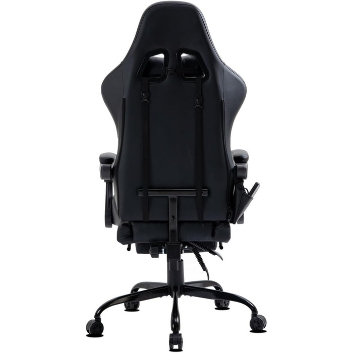 Ігрове крісло Delman, гоночне крісло, офісне крісло, комп&39ютерне крісло, масажна функція з 6 точками вібрації, крісло керівника зі штучної шкіри, ергономічна підставка для ніг 12-0037 (сірий колір)