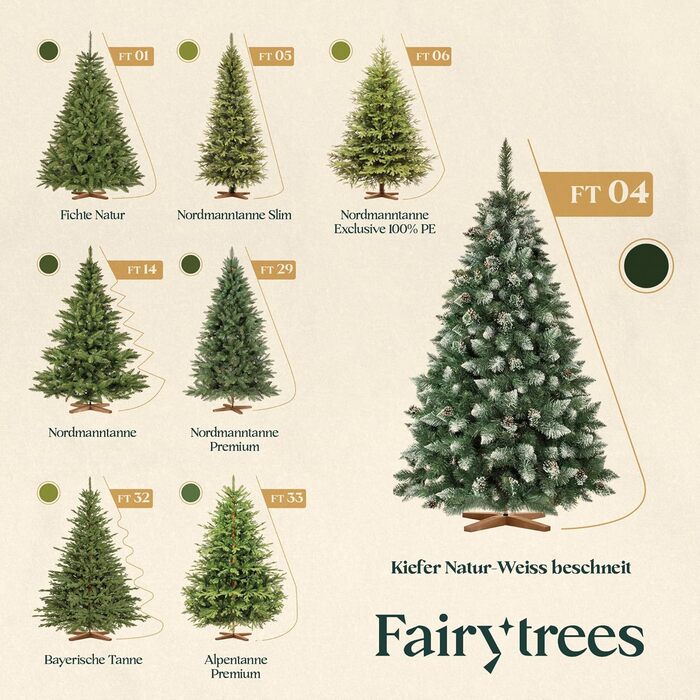 Штучна різдвяна ялинка з дерев'яною підставкою 220 см FairyTrees