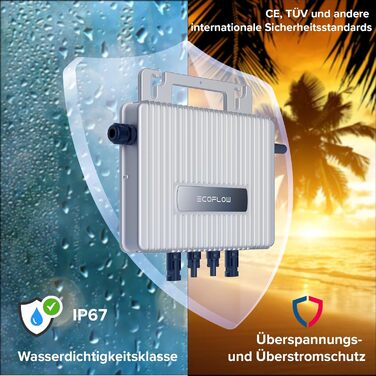 Балконна електростанція SUNNIVA 920 Вт ДВОХФАЗІАЛЬНА, ПОВНОГО ЧОРНОГО кольору, в комплекті з інвертором EcoFlow 800 Вт, повним комплектом фотоелектричної сонячної системи, 2 двосторонніми сонячними модулями типу N зі скловолокна потужністю 460 Вт, кабелем