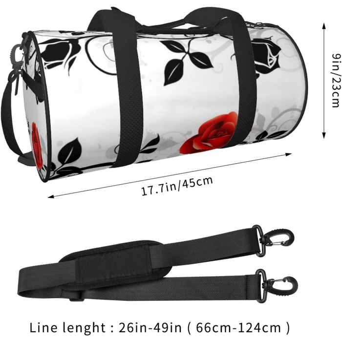 Дорожня сумка Tower Paris, кругла, великої місткості, легка та міцна, ідеальний подарунок для походів, відпустки, ділових поїздок та іншого, квітковий дизайн Троянда з плющем з листям, універсальний розмір