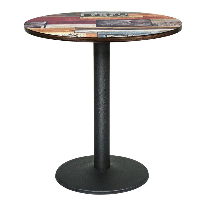 Круглий обідній стіл 70 см, різнокольоровий візерунок дизайнерський круглий обідній стіл, сучасний невеликий кухонний стіл зі стільницею з МДФ та металевим каркасом, ідеально підходить для їдальні, вітальні та кафе, 4 x 70 x 70 x 72 см