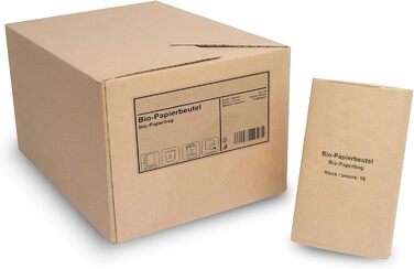 Паперові сміттєві пакети Hypafol Bio, 300 шт. Біорозкладні коричневі пакети для органічних відходів для компостування, органічних відходів та інших відходів Без пластику 1-шарові, місткість 10 л 200x160x360 мм