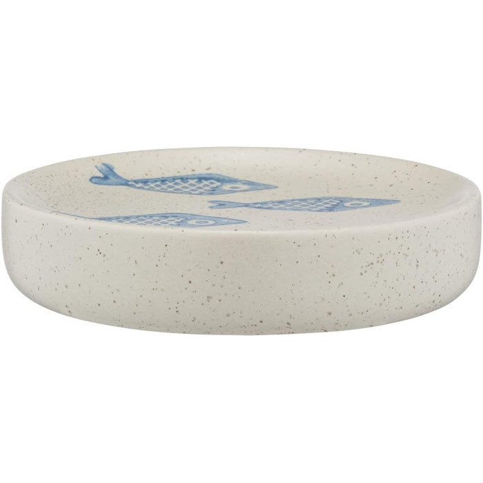Мильниця WENKO Mod. Аквамарин, мильниця для зберігання ручного мила з тонкої кераміки матово-білого кольору з синім, морський пейз