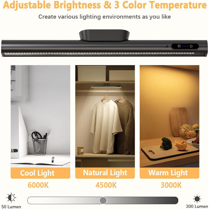 Сенсорна світлова панель Hapfish з можливістю затемнення, світлодіодна батарея для кухні під шафою бездротова з магнітом дистанцій