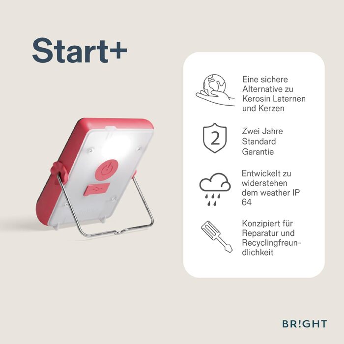 Сонячний ліхтарик BRIGHT Start - компактний, багатофункціональний сонячний ліхтарик для щоденного використання, кемпінгу та надзвичайних ситуацій