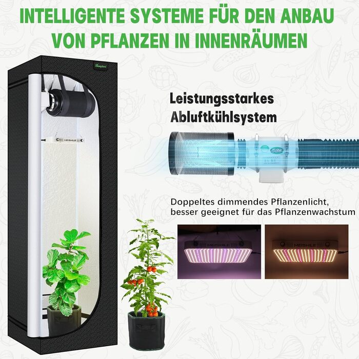 120W LED Grow Lamp Full Spectrum, Complete Hydroponics 600D Growing Tent Kit Kit System Ventilation with Thermo-Hygrometer (SZXTJ-60x60x180), 120W LED Grow Lamp Full Spectrum, Complete Hydroponics 600D Growing Tent Kit Kit System Ventilation with Thermo-H