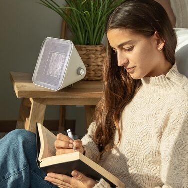 Настільний керамічний обігрівач Cecotec ReadyWarm 1500 Max, керамічний дизайн, білий, 1500 Вт, регульований термостат, 3 режими, площа обігріву 15 м, елегантний дизайн, безшумна робота, потрійна система безпеки, білий, 1500 Вт макс.