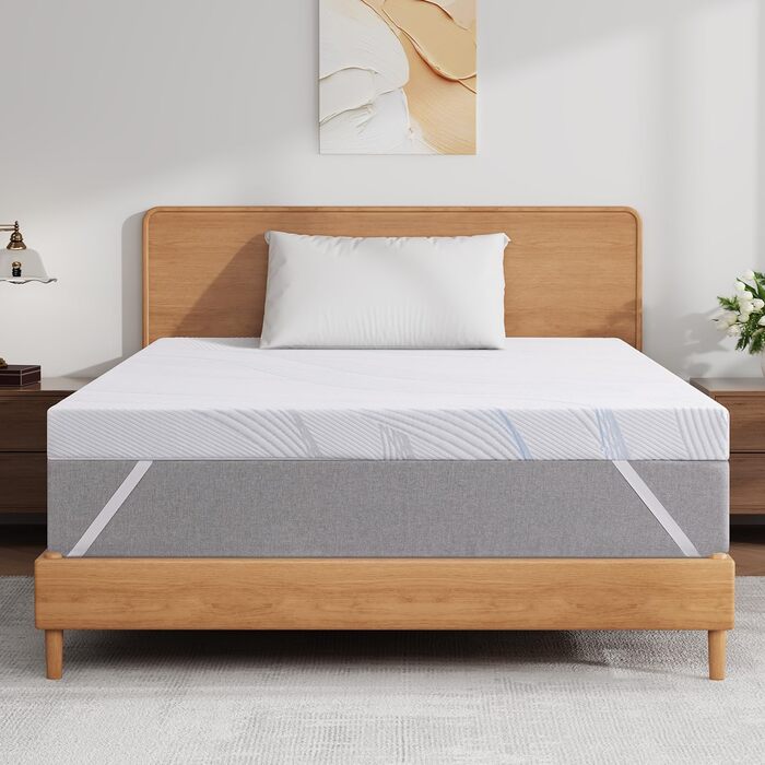 Наматрацник 90x200 см, високоякісний наматрацник 90x200 см, висотою 7 см з м&39яким гелевим пінополіуретаном з ефектом пам&39яті та підтримуючим комфортним шаром - дихаючий та пральний чохол для матраца 90x200x7 см 7 см