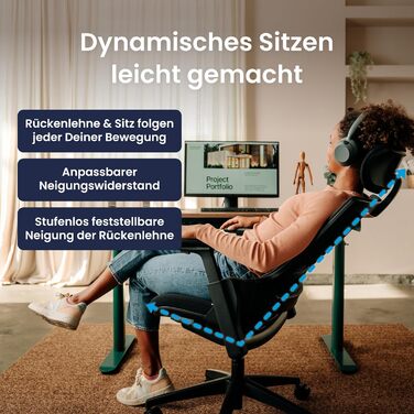 Ергономічне офісне крісло, вантажопідйомність 150 кг, для полегшення болю в спині Ергономічне офісне крісло Переможець тесту ергономічних офісних крісел, 5-річна гарантія, чорний стандарт