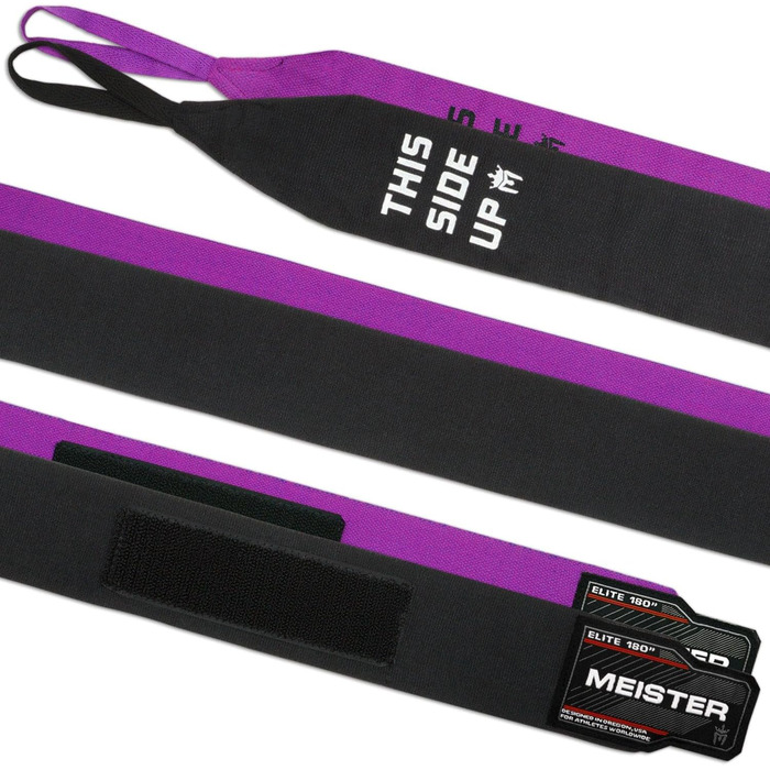 Бандажі преміум-класу Meister Elite 180&39 (457 см) для дорослих для ММА та боксу - 2 шт. з сітчастою сумкою чорного/фіолетового кольору