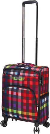 Дорожній візок SoftLITE 4w Валіза з міцного поліестеру Легкий візок з чотирма подвійними колесами Кодовий замок TSA (різнокольорова клітинка, S - ручна поклажа 55 см) Різнокольорова клітинка