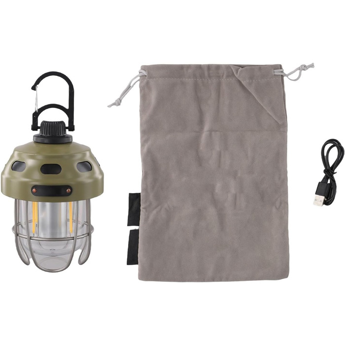 Акумуляторний кемпінговий ліхтар з акумулятором 2000 мАг, тепле/жовте світло, клас захисту IPX3, конструкція з алюмінію, сталі та ABS-пластику, для наметів та використання на свіжому повітрі (зелений)
