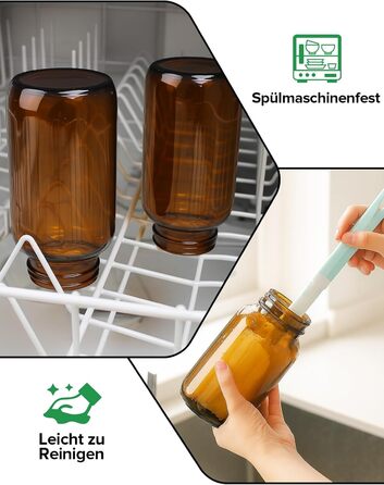 Набір скляних банок для зберігання, 4 предмети, банки з бурштинового скла об&39ємом 500 мл з кришками, герметичні, з етикетками та лійкою, вологозахисні пляшки з бурштинового скла для зберігання спецій, трав, чаю, кави, горіхів, 4 x 500 мл