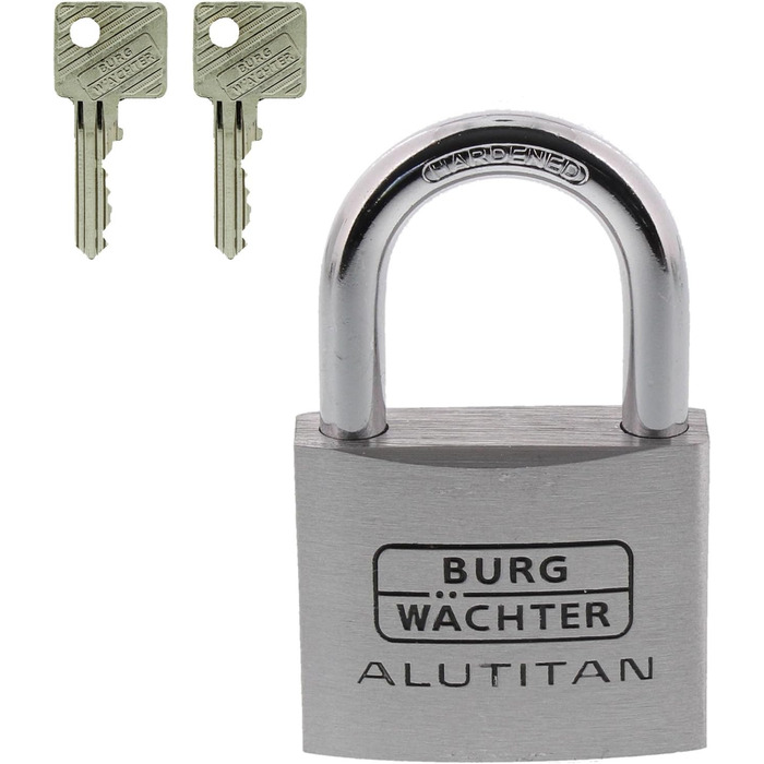 Замок навісний Burg-Wchter Alutitan 770 50 SB, алюмінієвий, дужка 8 мм, висота дужки 50 мм, 2 ключі в комплекті