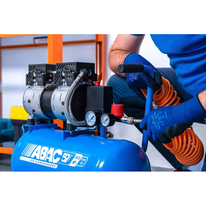 Малошумний повітряний компресор EASE-AIR 24, безмасляний повітряний компресор, максимальний тиск 8 бар, потужність 1 к.с., 24-літр