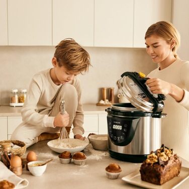 Електрична мультиварка-скороварка NEWLUX Chef Pot V110, 10 програм, 1000 Вт, об'єм 6 л, таймер на 24 години, функція підігріву, 2 режими тиску