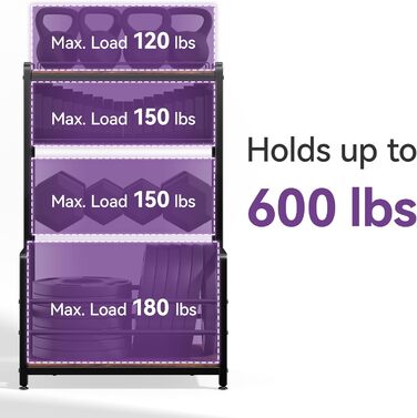 Стійка для гантелей для домашнього тренажерного залу, 3-рівнева підставка для зберігання гантелей та гирь, тримач для медичних м&39ячів, сталевий органайзер 272 кг з кошиком для килимка для йоги, гачками та регульованими ніжками, 60 40 см