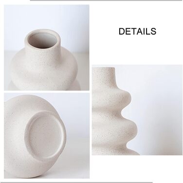 Ваза для пампасної трави біла, Сучасна керамічна декоративна ваза для сухоцвітів, Пончик Спіральна ваза для квітів Кругла ваза з о