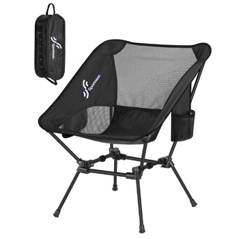 Складаний кемпінговий стілець Sportneer, портативний кемпінговий стілець, вантажопідйомність 150 кг, надлегкий, маленький складний стілець із сумкою для пікніків, активного відпочинку на свіжому повітрі, походів, 1 чорний