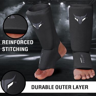 Дитячі щитки для гомілок для кікбоксингу, легкі щитки для гомілок, розтяжні м&39які тренувальні щитки для муай-тай та ММА, дитячі розмір XXS, чорні