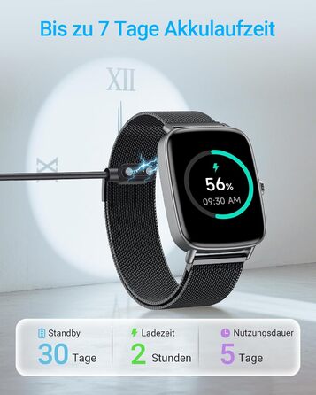 Розумний годинник для чоловіків та жінок з функцією телефону, фітнес-годинник 1,85 дюйма, понад 100 спортивних режимів, фітнес-трекер з моніторингом серцевого ритму/SpO2/сну, крокомір, водонепроникний спортивний годинник IP68 для iOS та Android, металевий