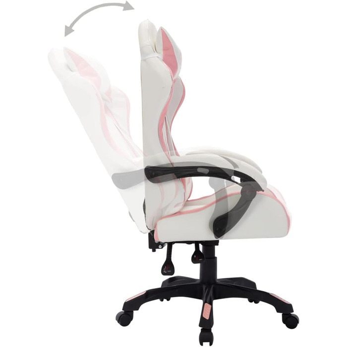 Ігрове крісло з RGB-підсвічуванням, офісне крісло, ігрове крісло, письмове крісло, обертове крісло, рожево-чорна штучна шкіра