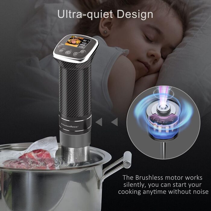 Кухонна плита Sous Vide Stick Precision Cooker Більш точна Точна каструля G322T Налаштування температури IPX7 Водонепроникний світлодіодний дисплей Занурювальний занурювальний цикулятор 3D циркуляція Ультра тихий