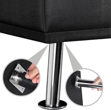 Розкладний диван-ліжко Yaheetech, диван з функцією сну, диван-ліжко з великою спальною зоною 167 см Д 94 см Ш для вітальні/спальні/домашнього кінотеатру/гостьової кімнати, чорний