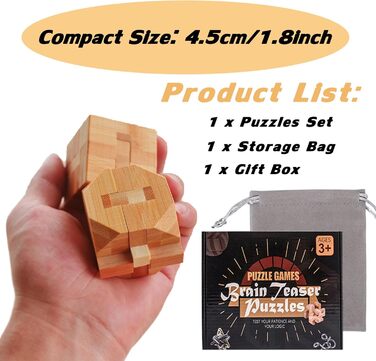 Дерев&39яна колекція з 9 предметів, дерев&39яні ігри-головоломки, дерев&39яна гра на спритність, логічні ігри, ігри на IQ, ігри на