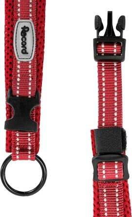 Нашийник для собак Ande міцний нейлоновий світловідбиваючі елементи пластикова застібка колір червоний розмір XS 1,5 см обхват 30-35 см червоний XS - 1,5 смОбхват 30-35 см