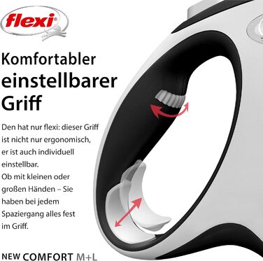 flexi® Comfort L Harness 8 м чорний, висувний повідець для собак до 50 кг