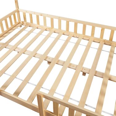 Дитяче ліжко Sisimiut домашнє ліжко 120 x 200 см із захистом від випадіння дерев'яне ліжко для дітей підлогове ліжко рейкова рама