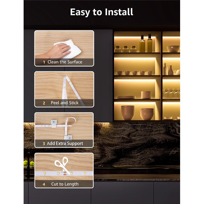 Світлодіодна стрічка Lepro 10M тепла біла, світлодіодна стрічка тепла біла 3000K з регулюванням яскравості, 2835 світлодіодна стрі