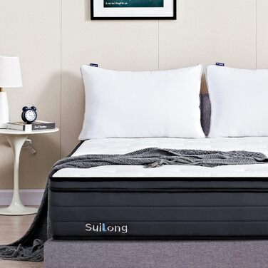 Матрац Suilong Luxury Premium 140x200x30см Жорсткість H3 H4, Виготовлено за німецькими стандартами якості, пружинний матрац з 1000 кільцями кишенькової форми Полегшує біль у спині та попереку - 7 зон H3 140x200x30см