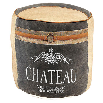 Круглий пуф/табурет Kobolo - Chateau - з полотна - з аплікаціями