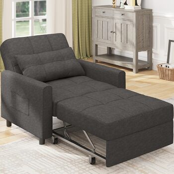 Крісло-реклайнер Bealife, крісло-ліжко з регульованою спинкою, крісло для телевізора, розкладний диван-ліжко, крісло-реклайнер для вітальні, спальні (темно-сірий)