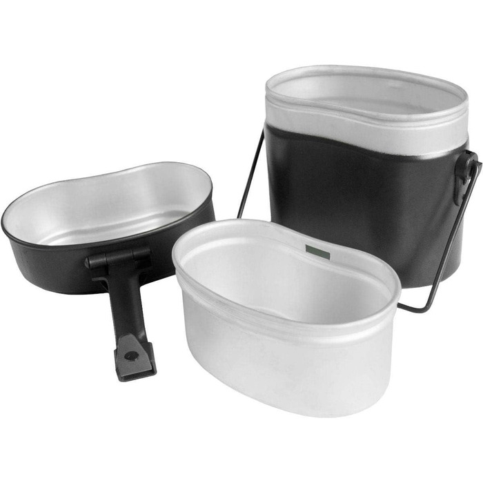 Набір посуду для кемпінгу з нержавіючої сталі столові прибори, чашка та казанок (чорний, багатокомпонентний)