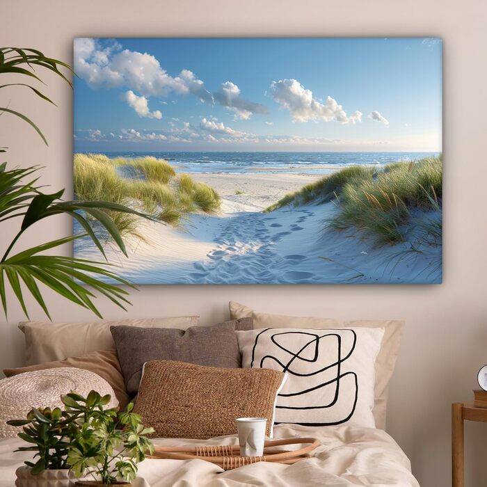 Велике полотно 120x80 см XXL Прикраса вітальні Картини для вітальні Підвісні стіни Декор вітальні Сучасні дюни - Літо - Сонце - Пе