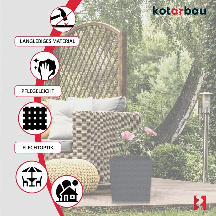 Горщики для квітів 9,8 л Висота 23 см Антрацит Пластиковий горщик для рослин з внутрішнім горщиком Набір горщиків для квітів під р