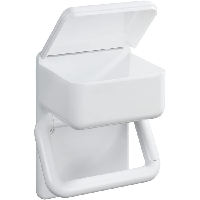 Тримач туалетного паперу Maximex 2 в 1 з поличкою, пластиковий, у комплекті з кріпильним матеріалом, 16 x 20 x 11 см