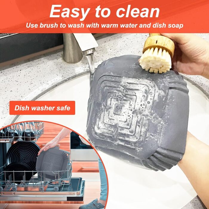 Силіконова форма для фритюрниці BYKITCHEN для фритюрниці Philips Essential 4.1 л/2000 series 4.2 л/Russell Hobbs 4 л, 3 шт., силіконова вставка для фритюрниці, аксесуари для форми для випічки для фритюрниці Cosori/Ninja Pro 4.7 л