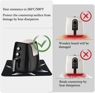 Термостійкий килимок для фритюрниці, 3 частини фетрового термозахисного килимка для кухонної стільниці, захисна стільниця, нековзна аксесуари Килимок для фритюрниці (33*43СМ) 3 шт. и 43см*33см