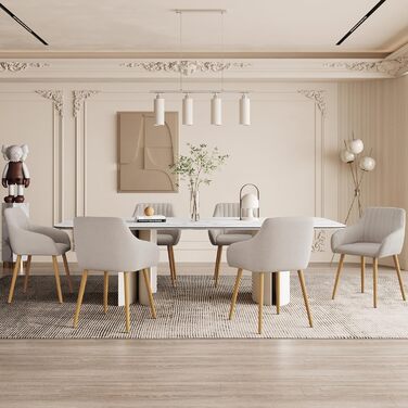 Крісло Обідній Набір з 4 Предметів Бежевий Дерев&39яний Набір Крісло М&39яке Крісло з Підлокітниками Їдальня Кухонний Крісло Вітальня Крісло з Поліестеру Набір з 4 Предметів Бежевий-поліестер