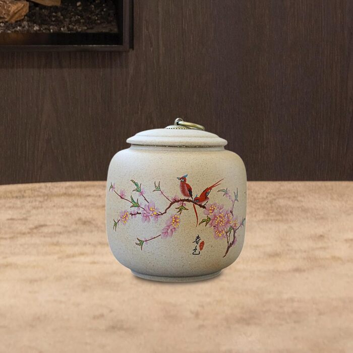 Перфектна керамічна банка з кришкою, порцелянова чайна ємність, контейнер для зберігання розсипного чаю, контейнер для зберігання чаю для спецій, порошків, горіхів, листя лотоса, птаха