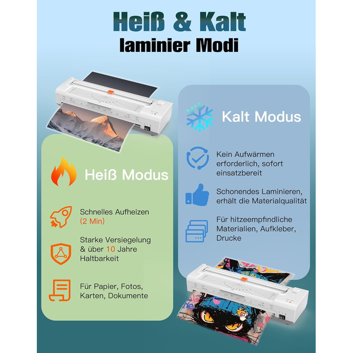 Дюймовий ламінатор A3 з автоматичною подачею паперу, гаряче та холодне ламінування A3, 20 пакетів для ламінування, комплект 10-в-1 з різаком, тримером та закруглювачем кутів для офісу, школи та дому, білий ламінатор A3, білий, 13-