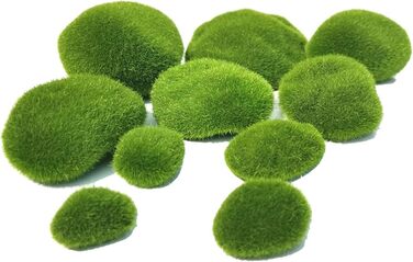 Кульковий мох, кульки зі штучного моху, штучні мохові камені, кульки із зеленого моху, консервований мох, консервований мох для квіткових композицій, саду, тераріумів і ремесел, 10 шт.