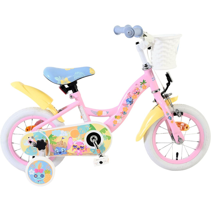 Дитячий велосипед Volare 12, 14, 16 для дівчаток та хлопчиків 36 років Офіційно ліцензований з дизайном улюблених персонажів З додатковими колесами, ножним та ручним гальмами, регульованим сидінням та простою збіркою. Модель Stitch 12