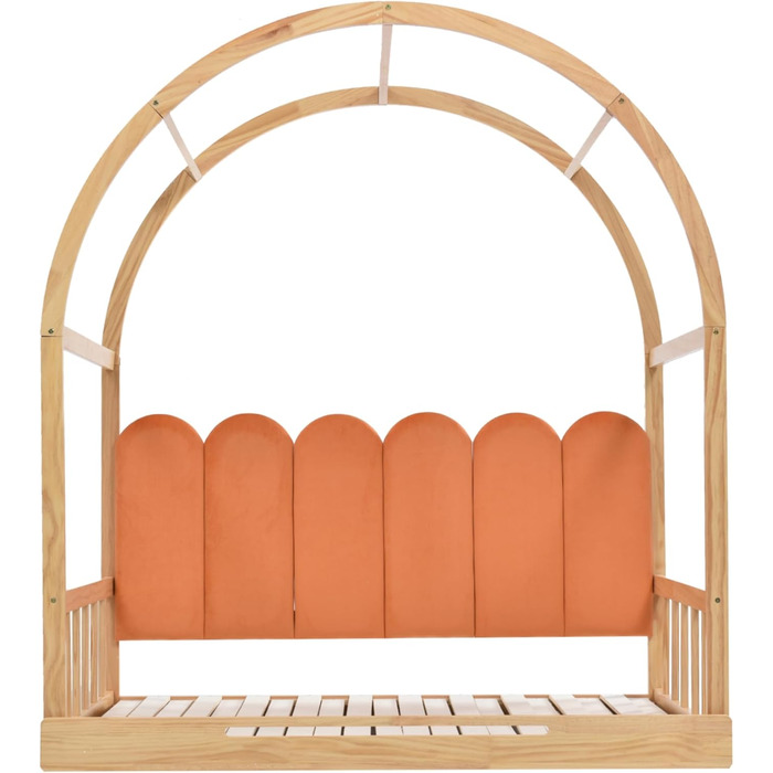 Дитяче ліжко, висувне дерев'яне ліжко з рейковим каркасом, розсувне ліжко денний ліжечко, ліжко зі склепінчастим дахом, оксамитові