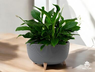 Квітковий горщик MELTOM з ніжками-вставкою, горщик для трав, еко-перероблений (антрацит, XL - 47 см) XL - 47 см антрацит